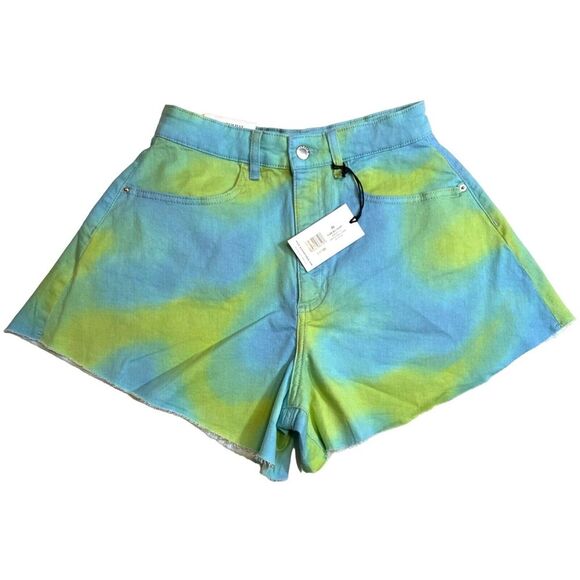 NWT Revolve WEWOREWHAT Flare Bell Short Stretch Denim~Tie‎ Dye~Retro~Boho~26 - Picture 3 of 10